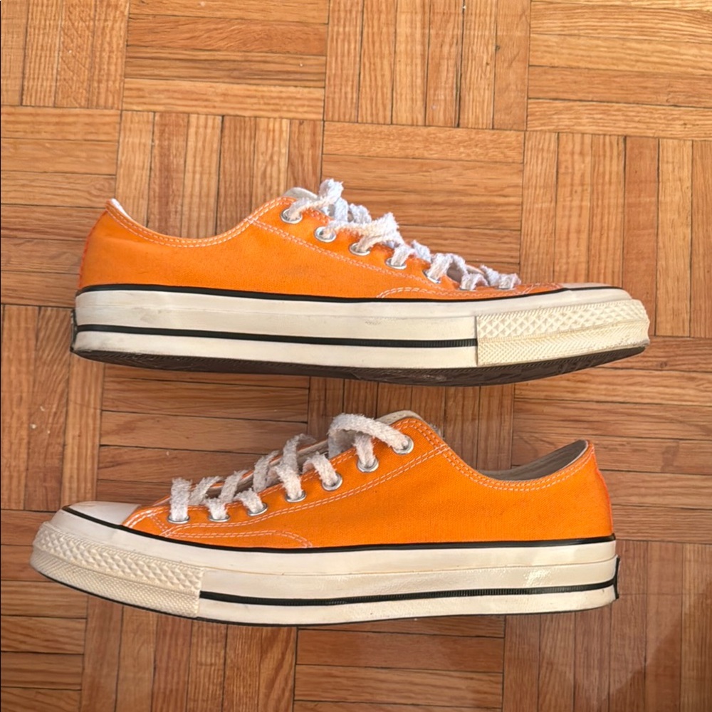Orange Low-Top Sneakers with White Laces
